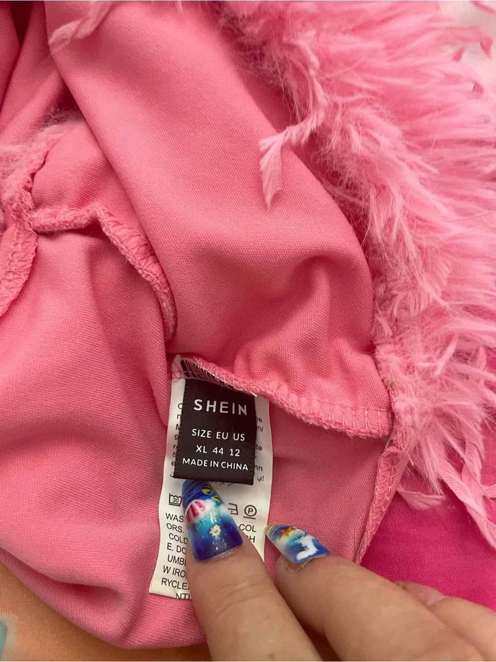 Plush Pink Faux Fur Trim mini skirt- Vibrant Pink